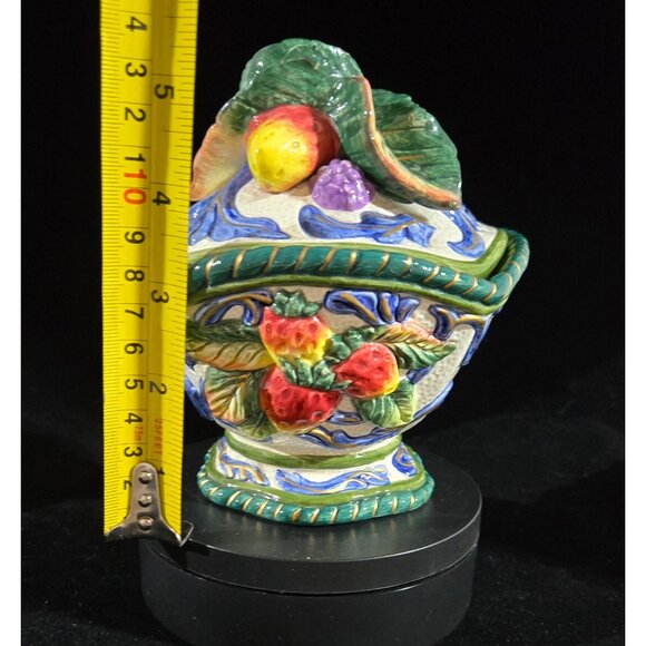 Fitz & Floyd Ceramic Florentine Covered Dish With Lid Hand-Painted Vibrant Color - Picture 8 of 9